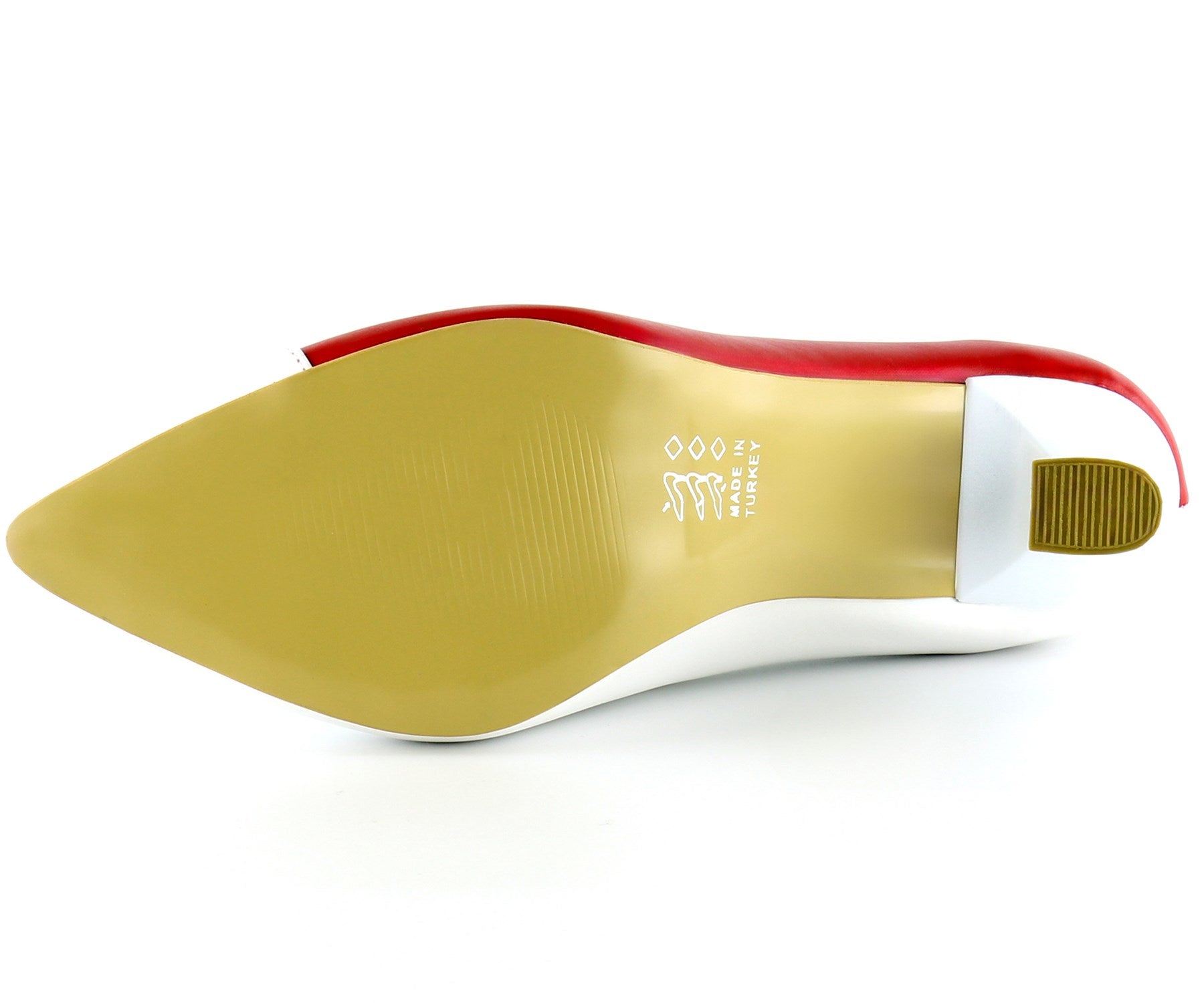 Jatqılı Plus Kırmızı Beyaz İnce Kadeh Topuklu Klasik Ayakkabı