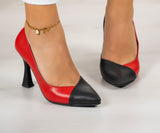 Jatqılı Plus Siyah Kırmızı İnce Kadeh Topuklu Klasik Ayakkabı