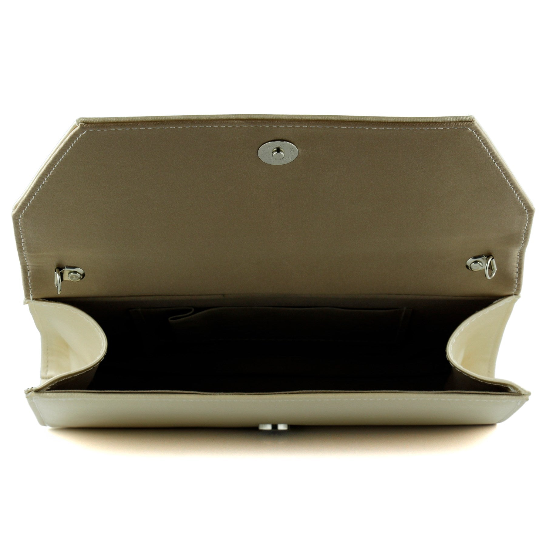 (ES0017AC) Ten Saten Zincir Askılı Manyetik Kapaklı İç Cepli Zarif Abiye El Çantası