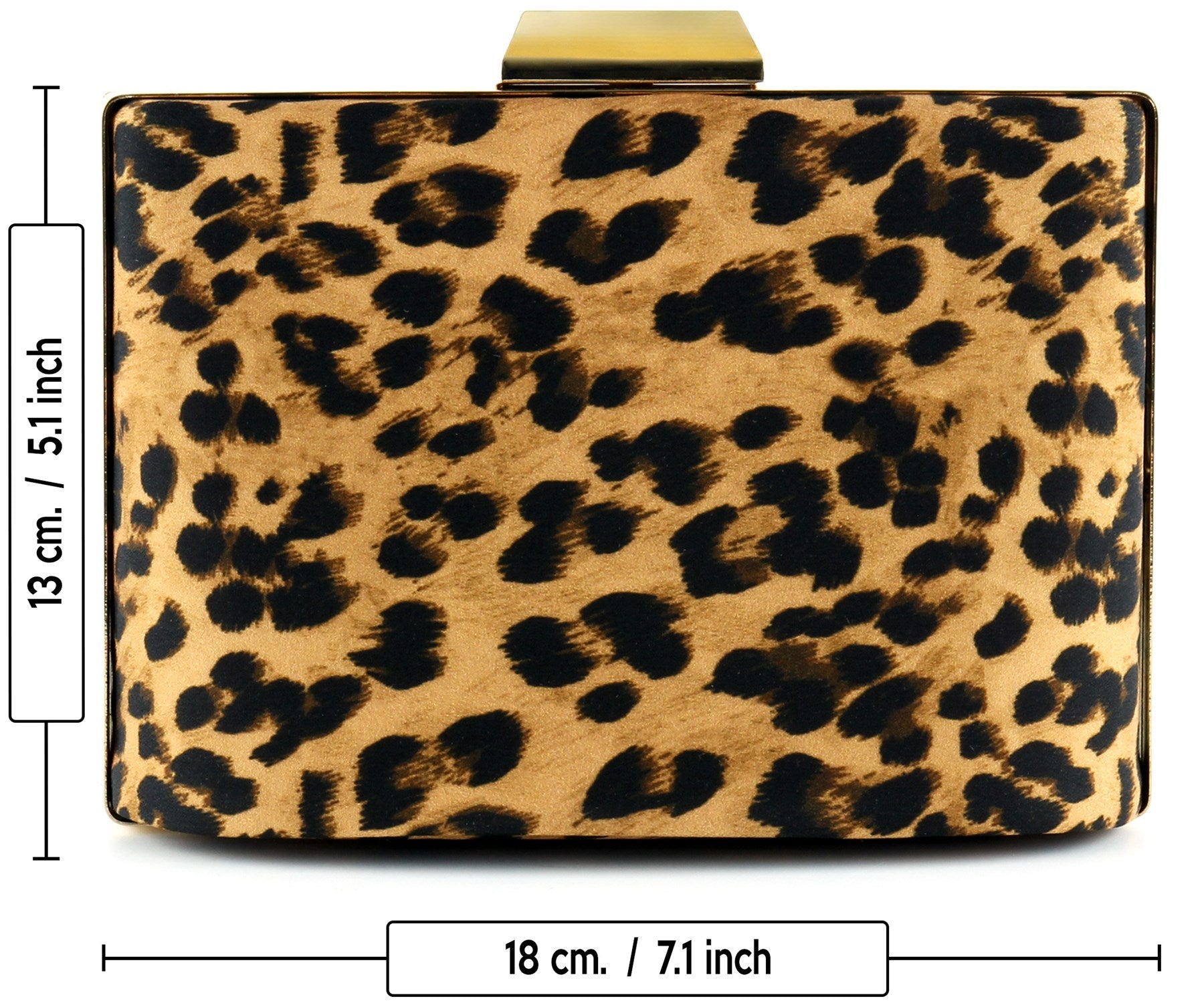 Leopar Desenli Metal Saplı Zincir Askılı Abiye Çanta ( ES0012AC )