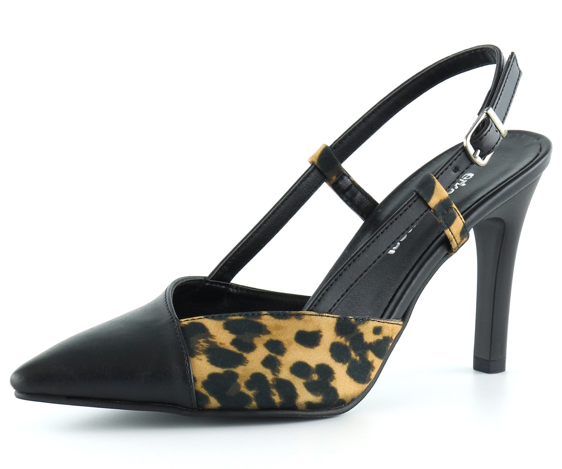 Sacha Siyah Leopar Arkası Açık Stiletto