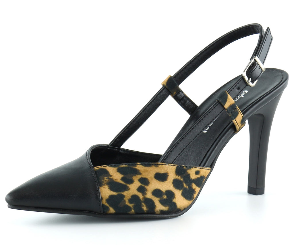 Sacha Siyah Leopar Arkası Açık Stiletto