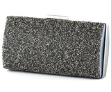 Antrasit Saten Kristal Granül Taşlı Metal Saplı Abiye El Çantası ( ES0013AC )