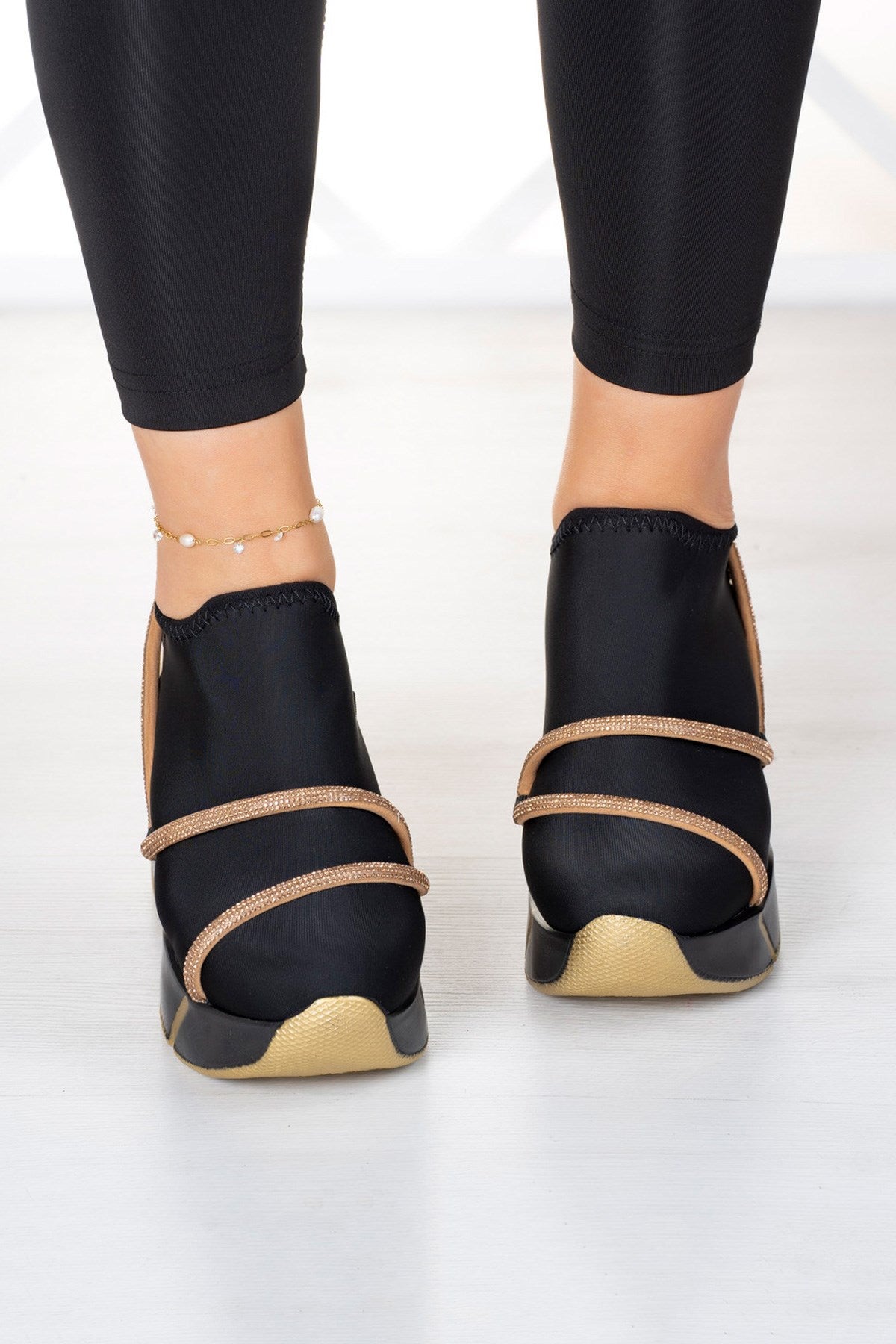 Barbara Altın Streç Gizli Dolgu Günlük Ayakkabı