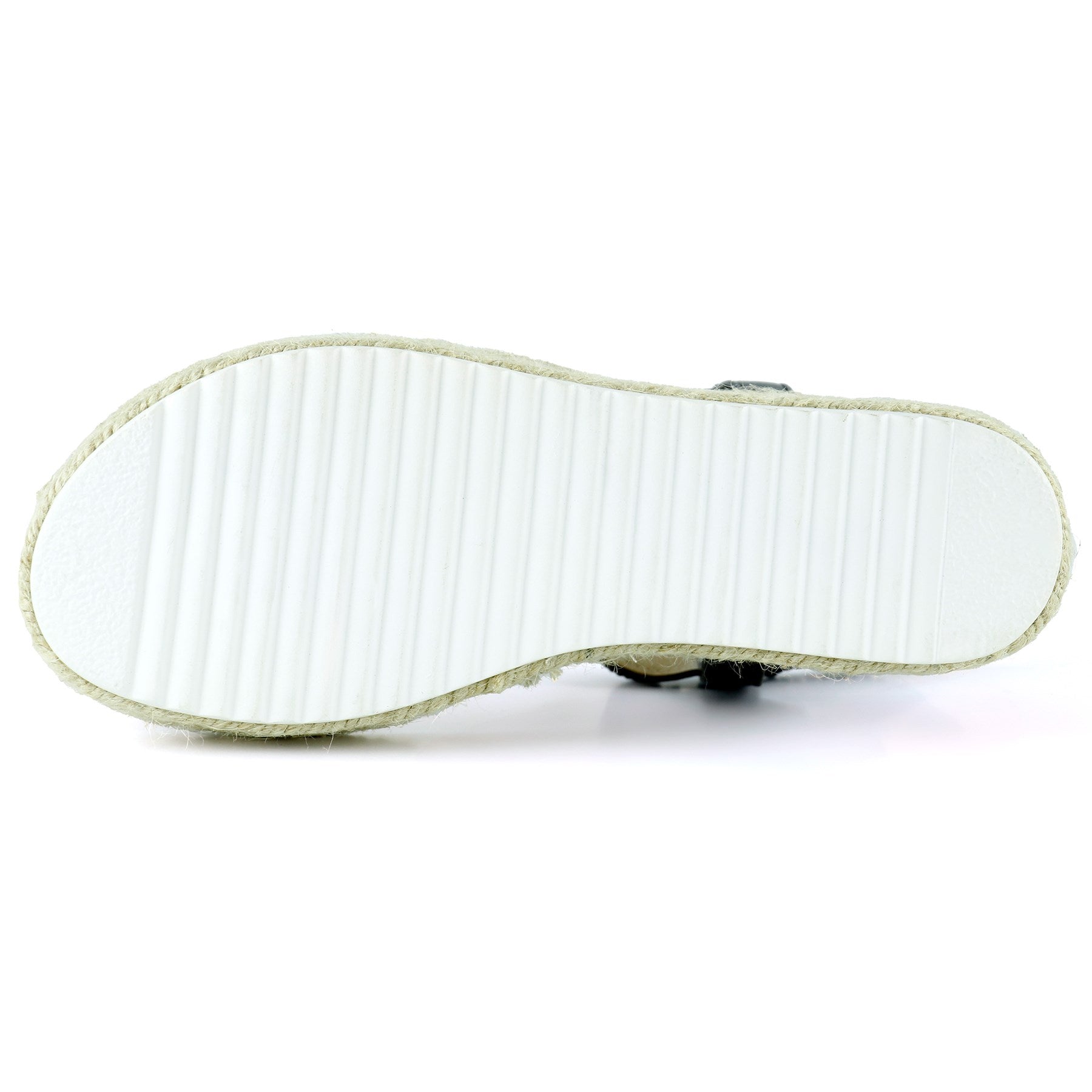 [7022] Siyah Kristal Taşlı Elastik Bantlı Zikzak Örgü Jüt Platform Topuklu Sandalet