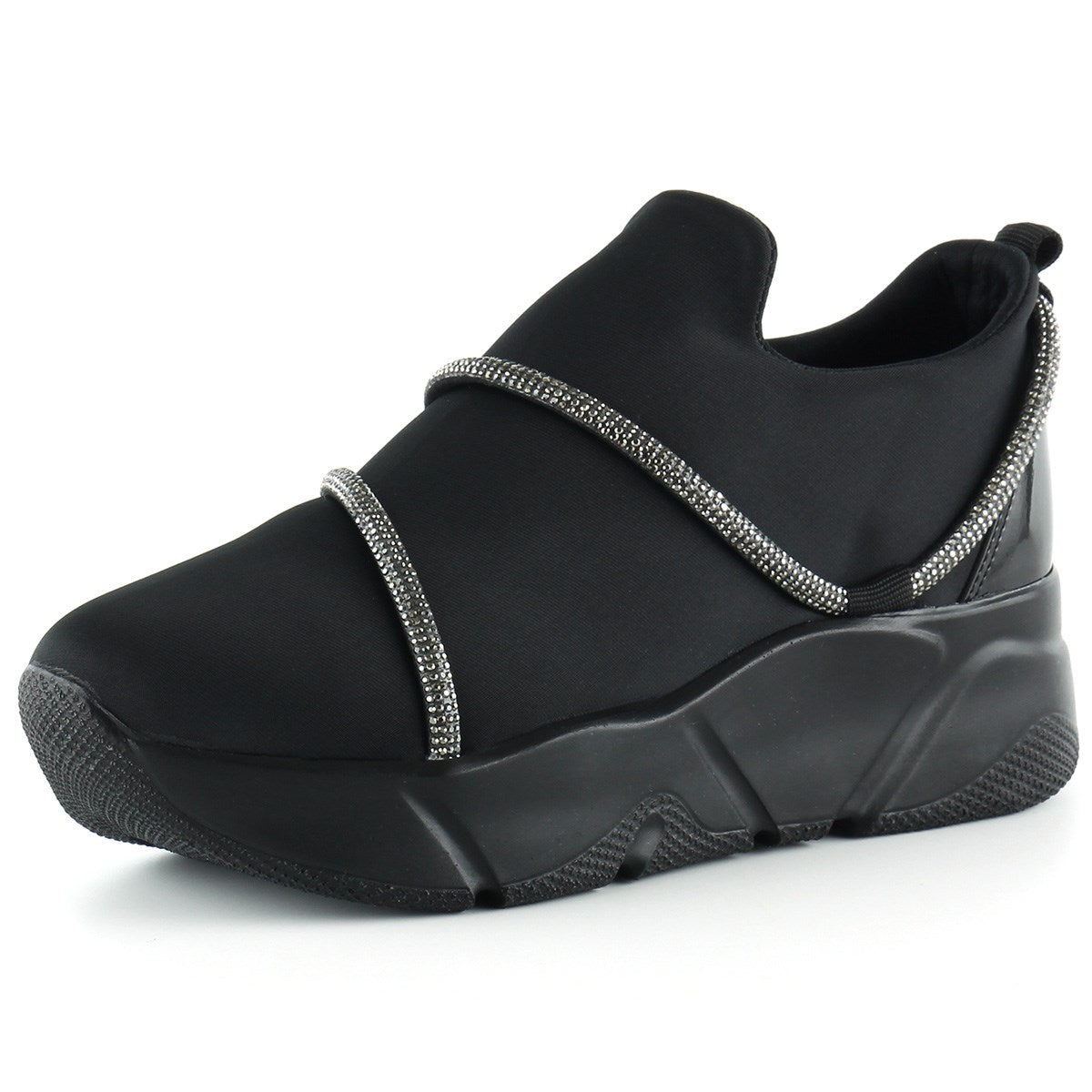 Barbara Gümüş Streç Taşlı Sneaker