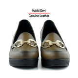 Hayley Kahverengi Hakiki Deri Tokalı Yuvarlak Burun Dolgu Topuklu Günlük Ayakkabı