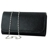 (ES0020AC) Siyah Kristal Taşlı Zincir Askılı Manyetik Kapaklı Abiye El Çantası