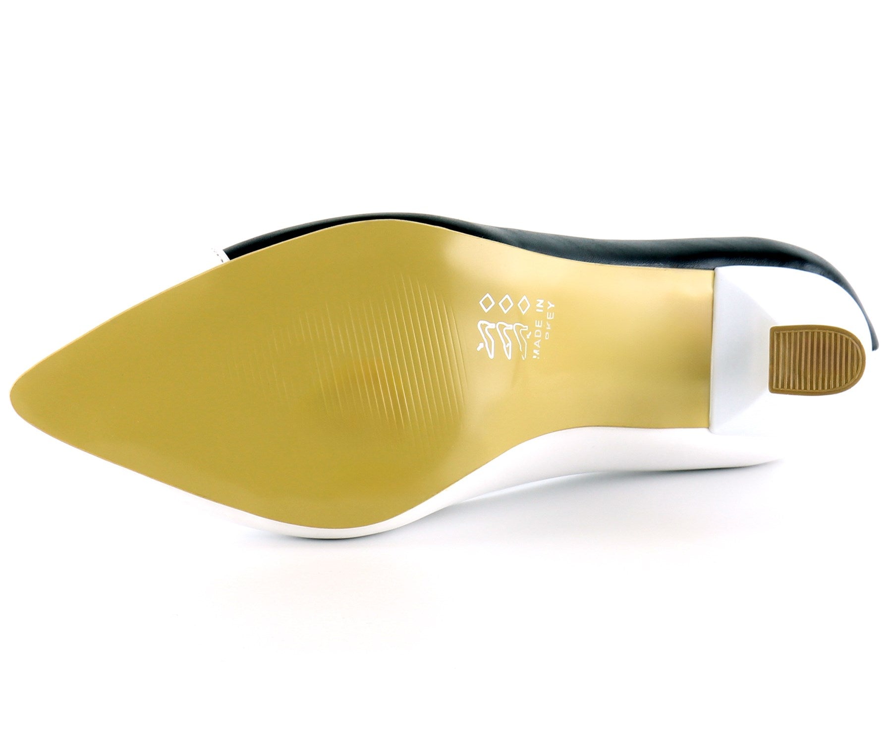 Jatqılı Plus Siyah Beyaz İnce Kadeh Topuklu Klasik Ayakkabı