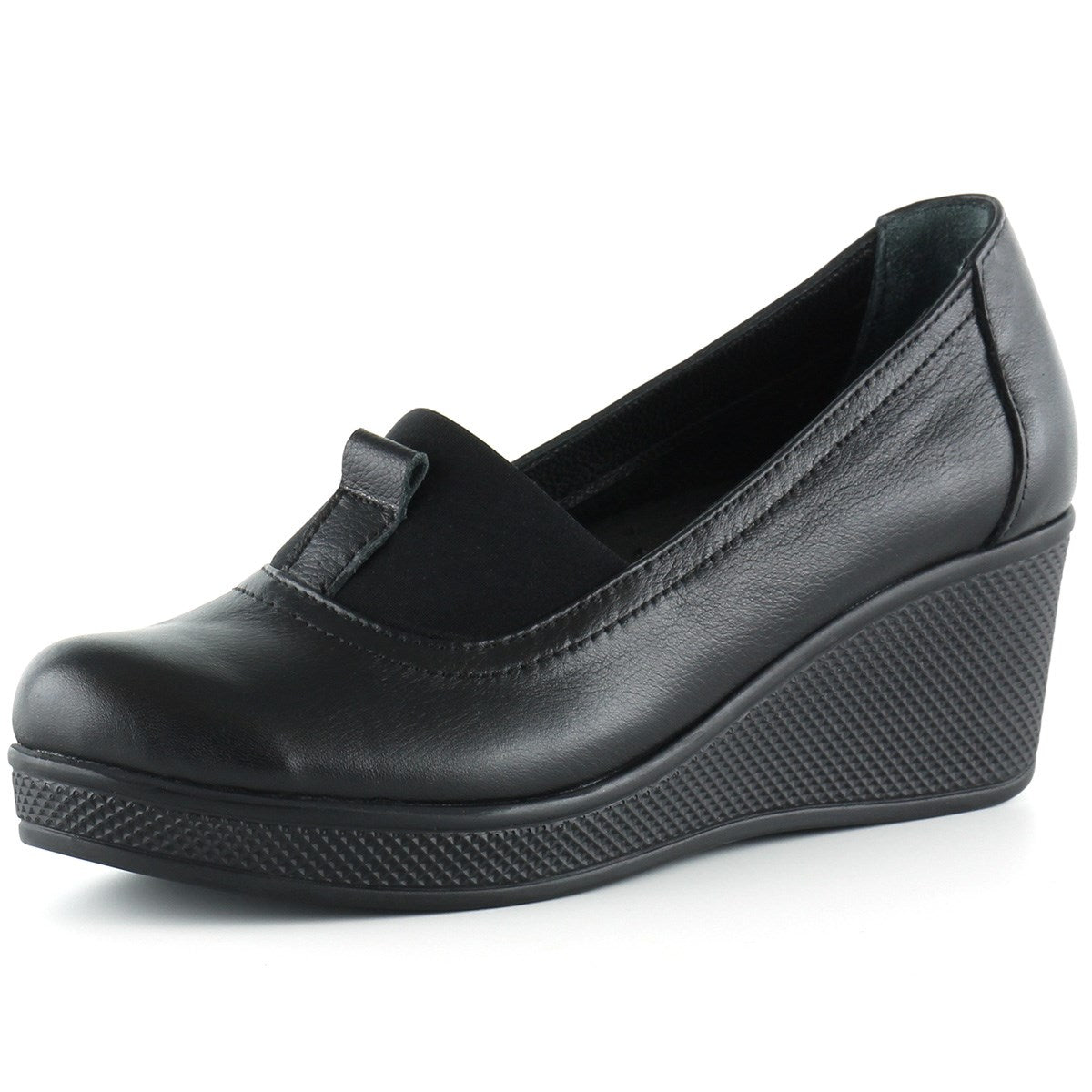 Daisy Siyah Hakiki Deri Dolgu Topuklu Günlük Ayakkabı