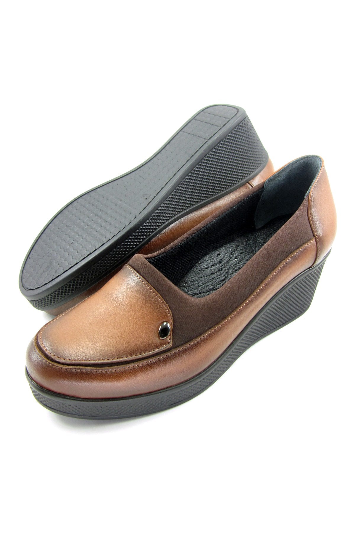 Priscilla Taba Hakiki Deri Dolgu Topuklu Streç Günlük Ayakkabı