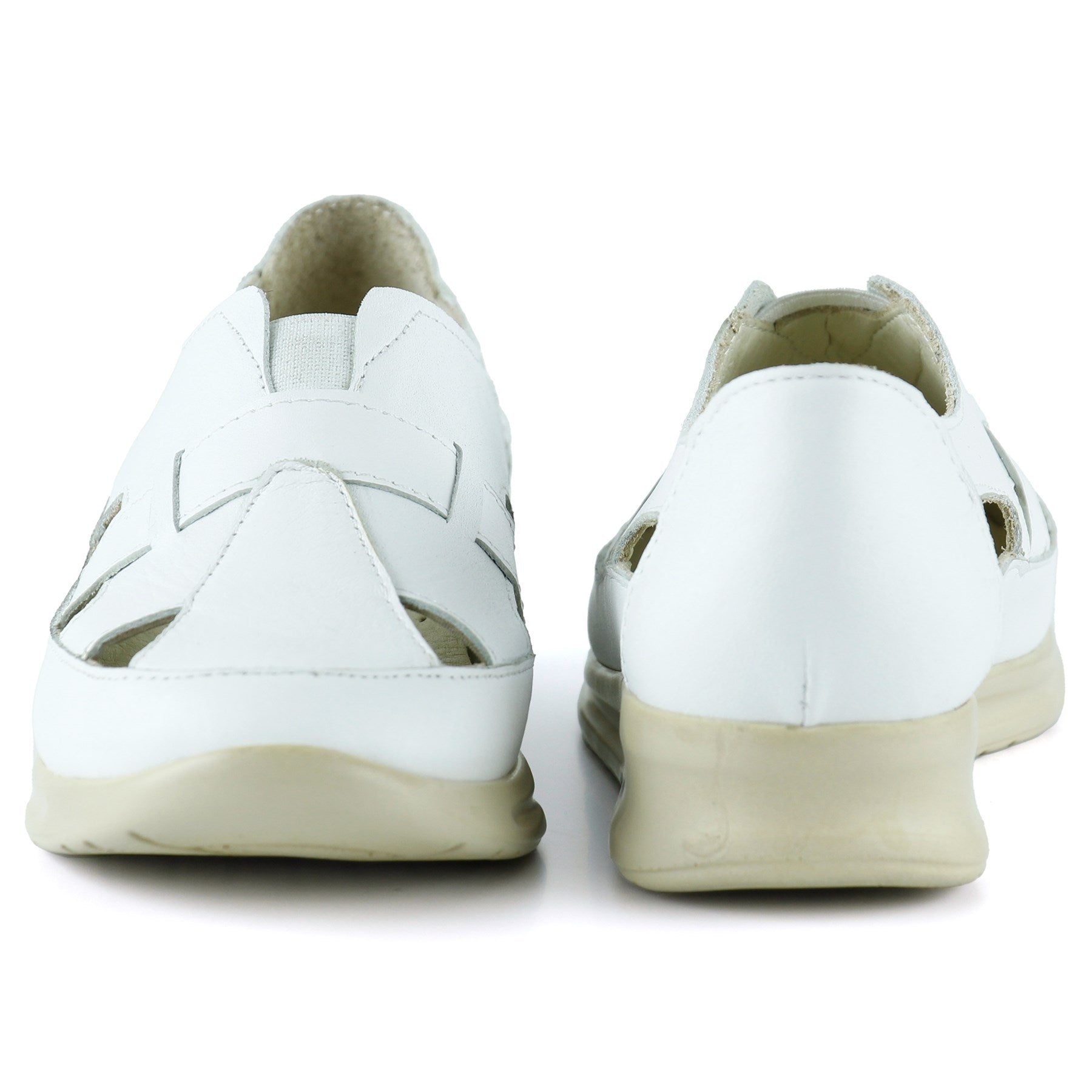 Aida Beyaz Hakiki Deri Kesik Detaylı Lastikli Slip-On Günlük Ayakkabı