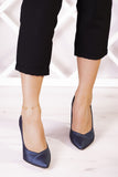 Victoria Lacivert Saten Jatqılı Abiye Stiletto 9 cm.