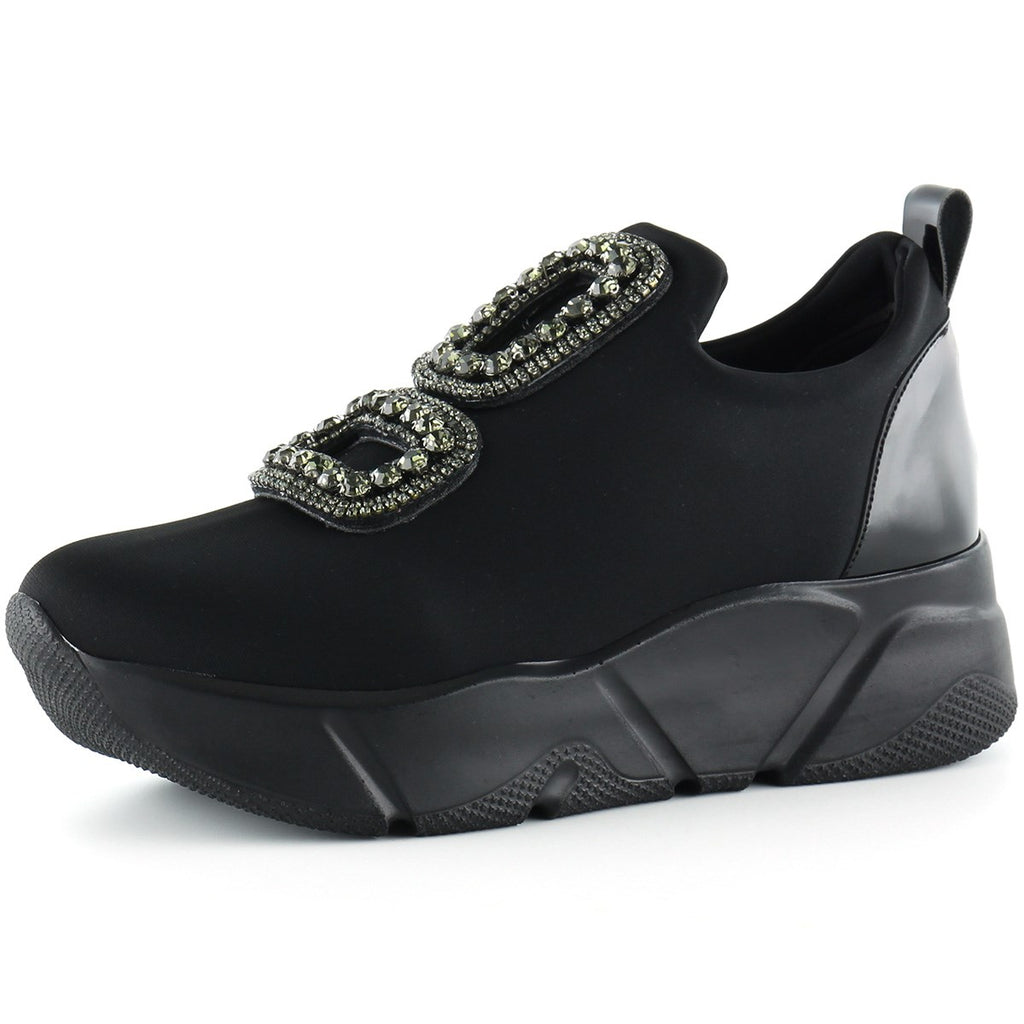 Almendra Siyah Streç Taşlı Sneaker