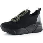 Almendra Siyah Streç Taşlı Sneaker