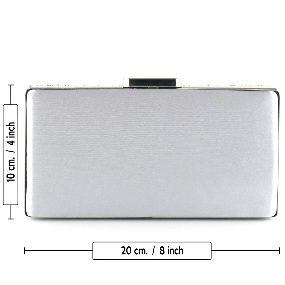 Gümüş Saten Kristal Granül Taşlı Metal Saplı Abiye El Çantası ( ES0013AC )