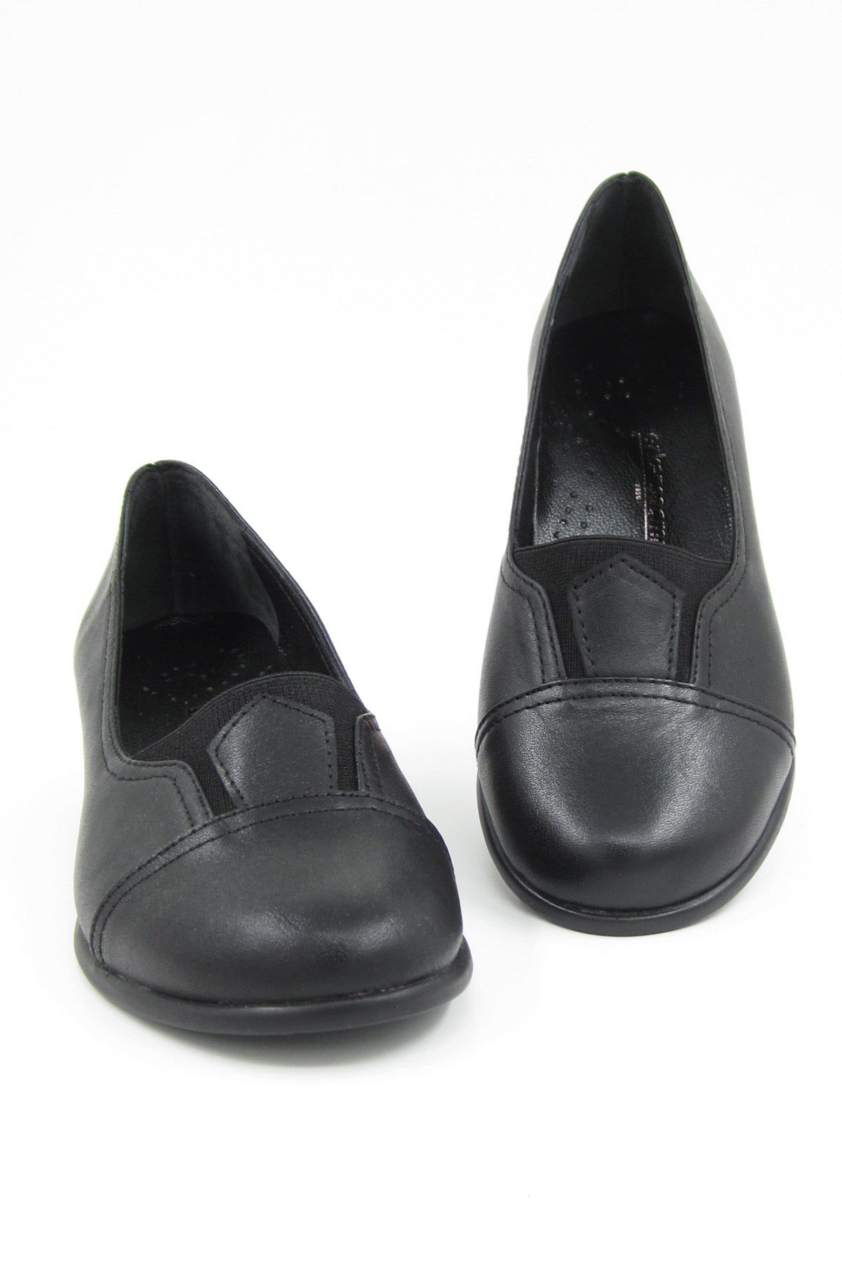 Gale Siyah Hakiki Deri Günlük Topuklu Ayakkabı