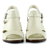 Svajone Bej Hakiki Dana Derisi Kesik Detaylı Tokalı Kalın Topuklu Rahat Günlük Sandalet