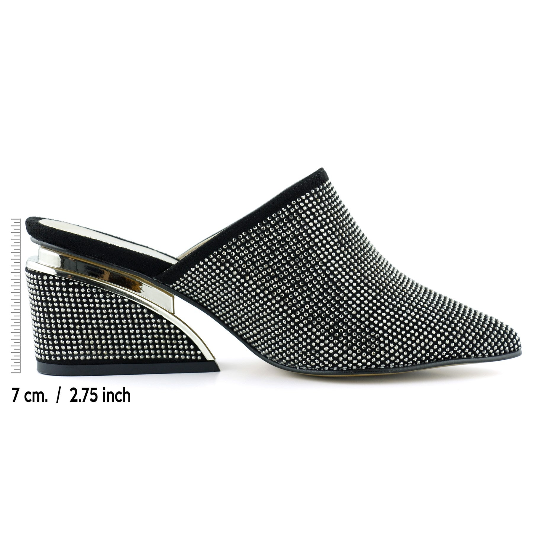 Silvia Platin Taşlı Metal Topuk Detaylı Abiye Terlik