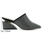 Silvia Platin Taşlı Metal Topuk Detaylı Abiye Terlik