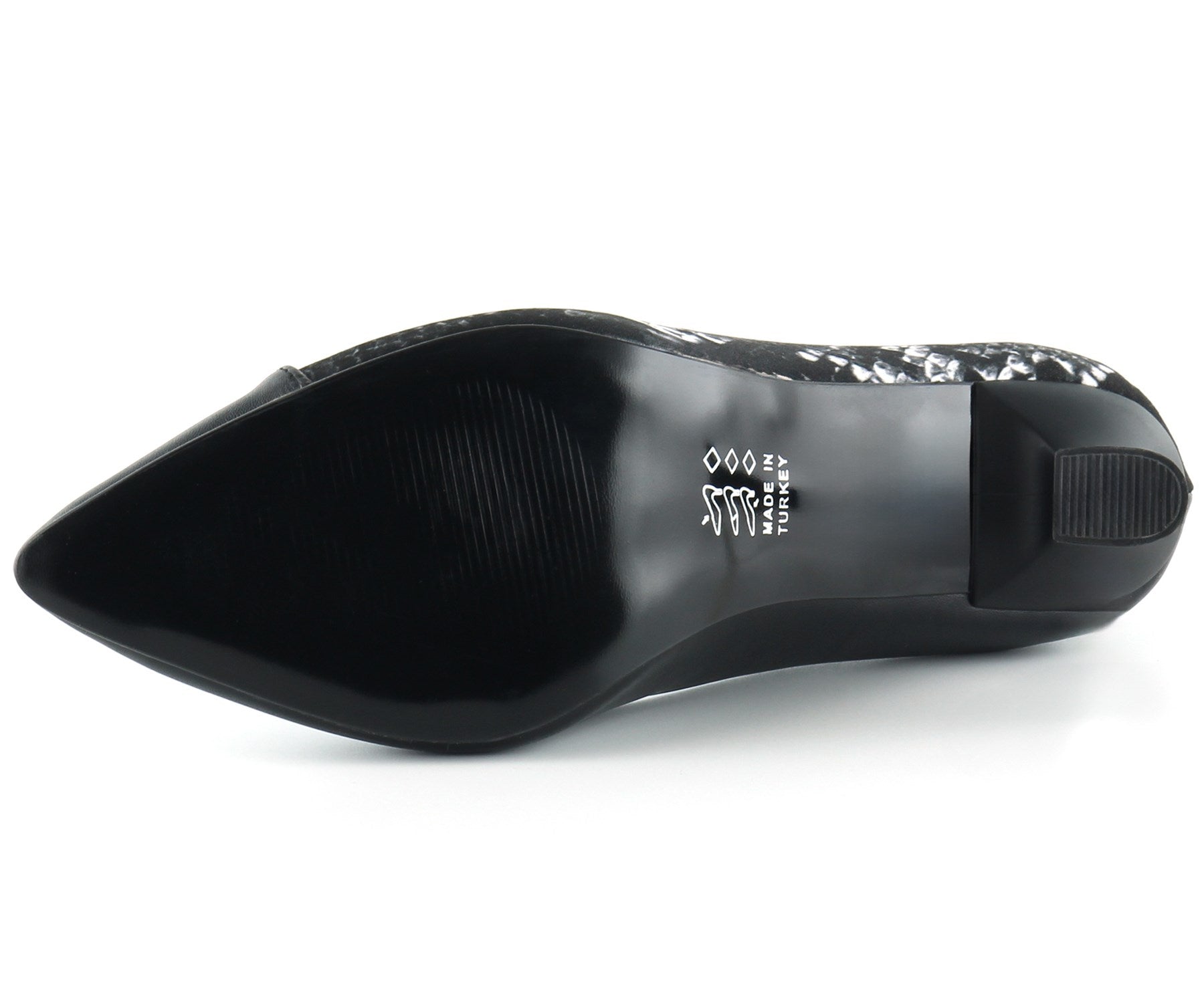 atqılı Plus Siyah Yılan İnce Kadeh Topuklu Klasik Ayakkabı