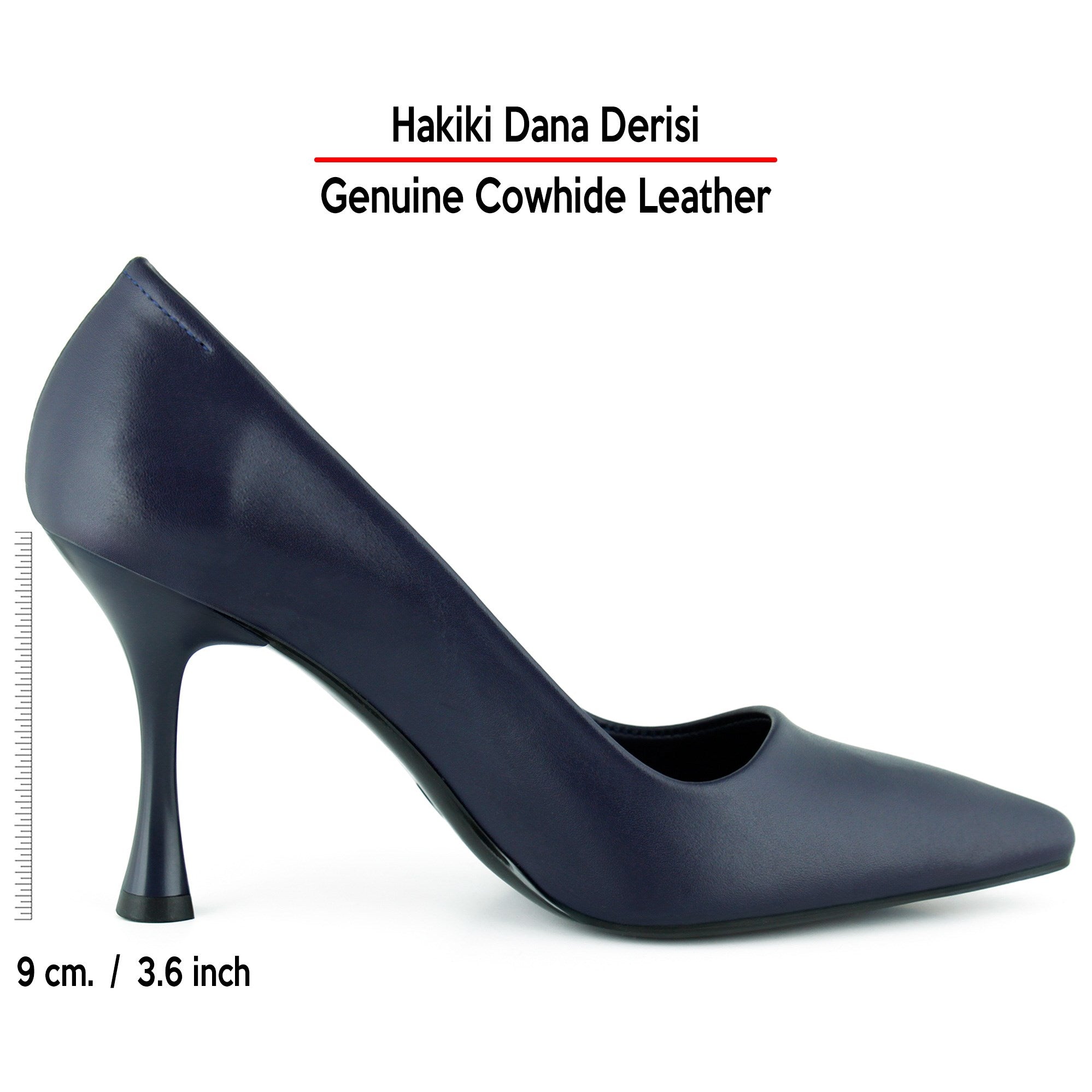Suzanna Lacivert Hakiki Dana Derisi Sivri Burun Klasik İnce Topuklu Stiletto Ayakkabı
