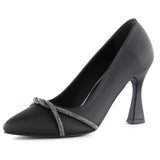 Abby Siyah Saten Burma Taşlı Abiye Ayakkabı