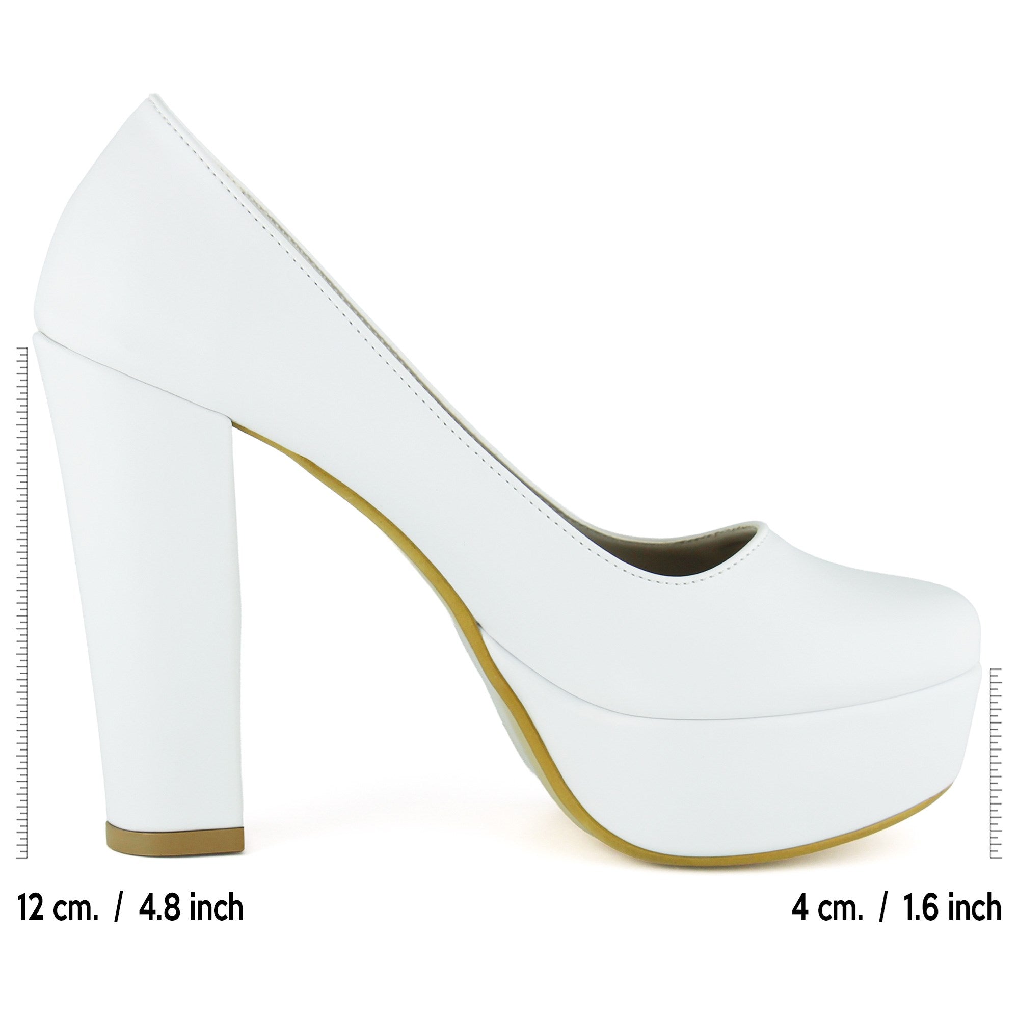 Lina Beyaz Vegan Yuvarlak Burun Kalın Platform Topuklu Gelin Ayakkabısı