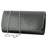 (ES0020AC) Antrasit Kristal Taşlı Zincir Askılı Manyetik Kapaklı Abiye El Çantası