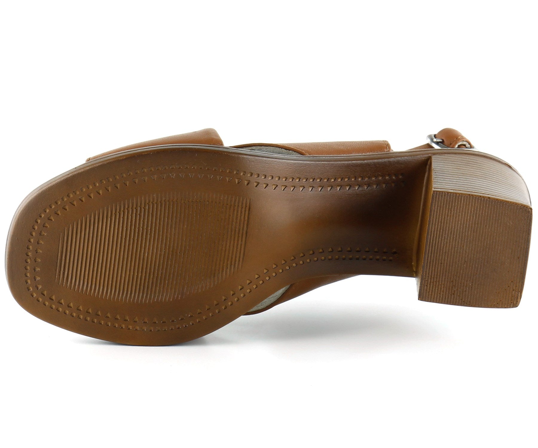 Soleil Taba Hakiki Dana Derisi Çapraz Bantlı Kalın Topuklu Rahat Günlük Sandalet