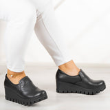 Gloria Siyah Hakiki Deri Dolgu Topuklu Günlük Ayakkabı