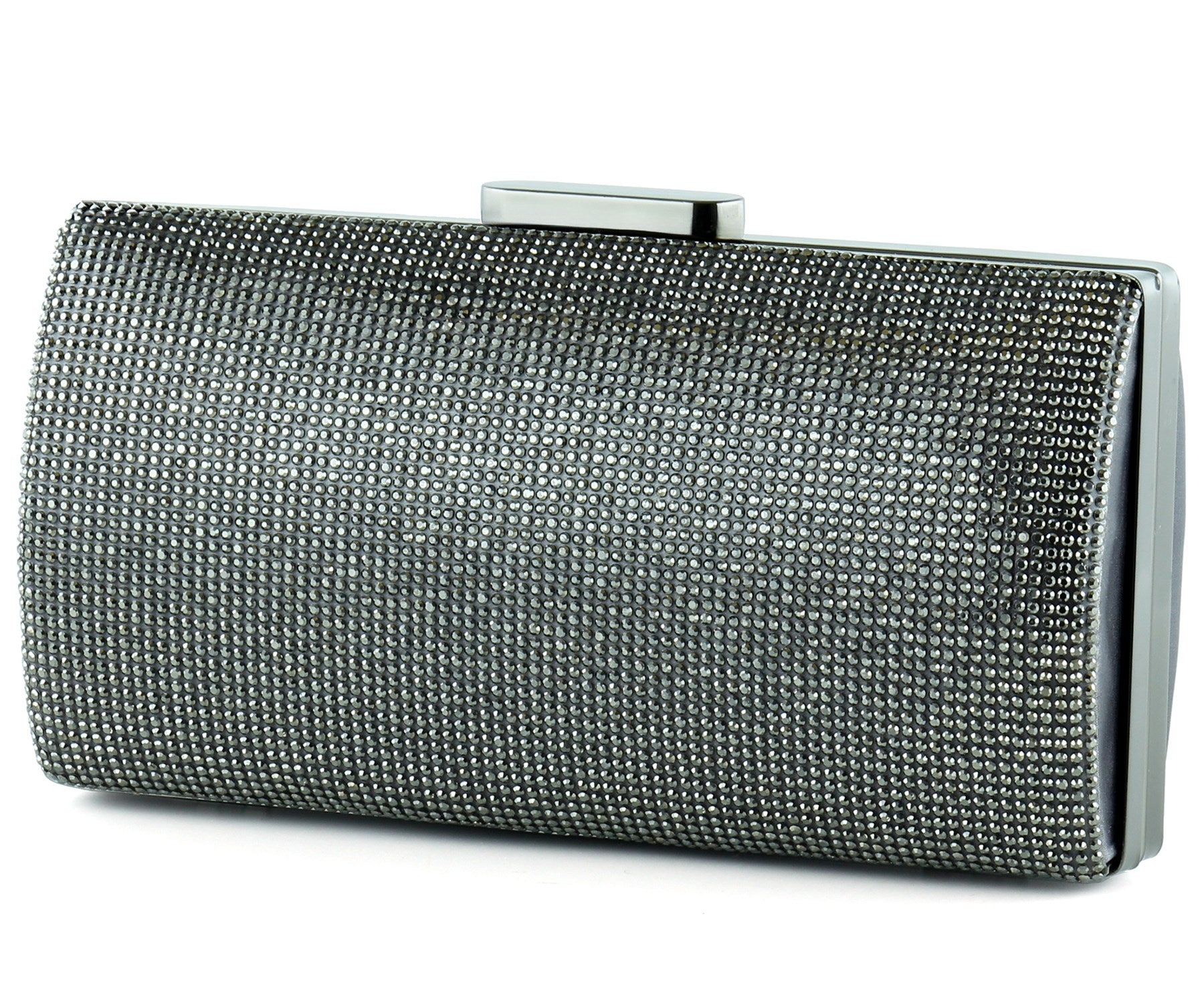 Antrasit Saten Kristal Taşlı Metal Saplı Abiye El Çantası ( ES0015AC )