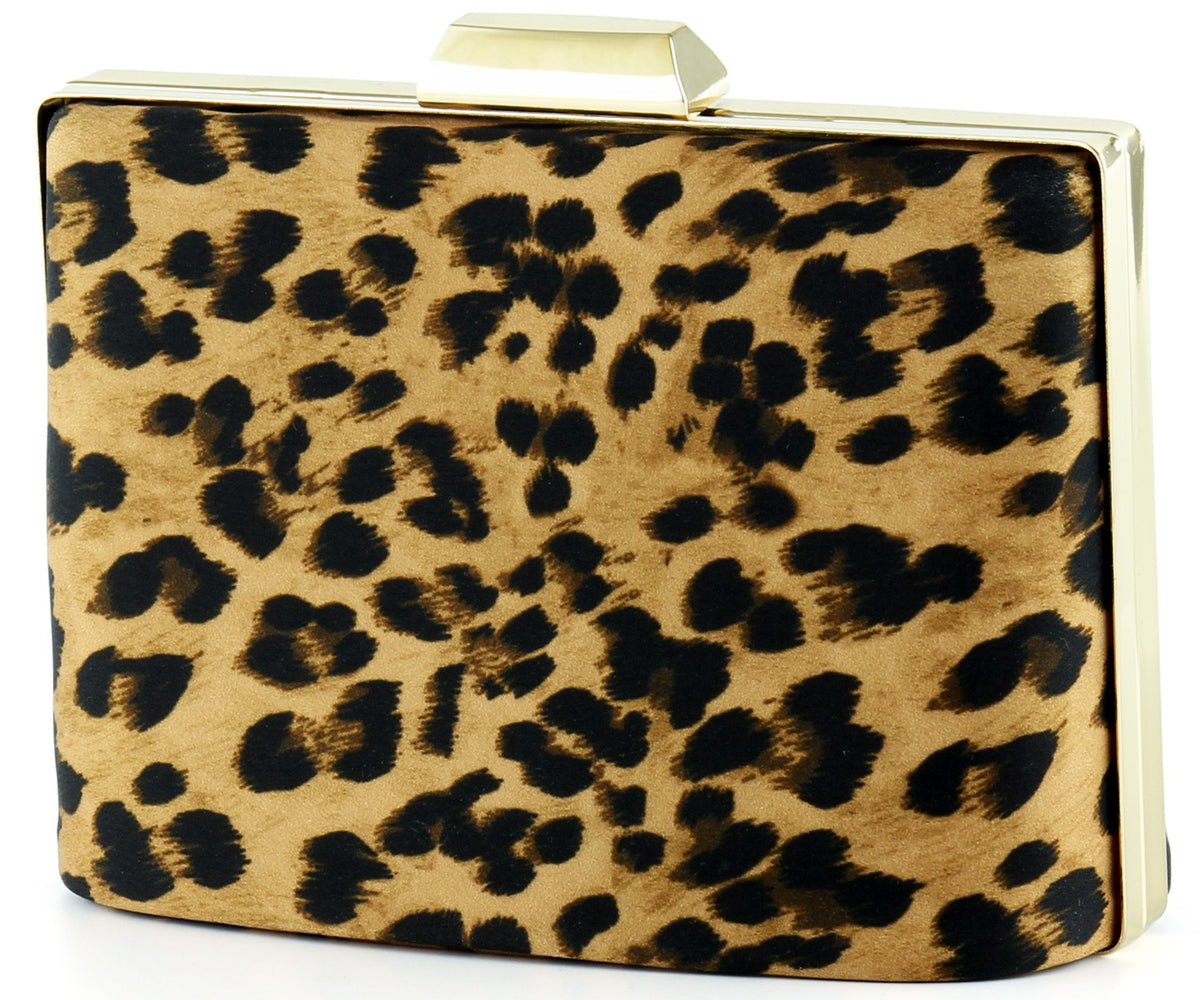 Leopar Desenli Metal Saplı Zincir Askılı Abiye Çanta ( ES0012AC )