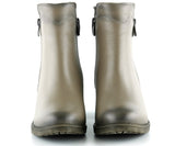 Zandra Vizon Hakiki Deri Yandan Fermuarlı Kalın Topuklu Bot