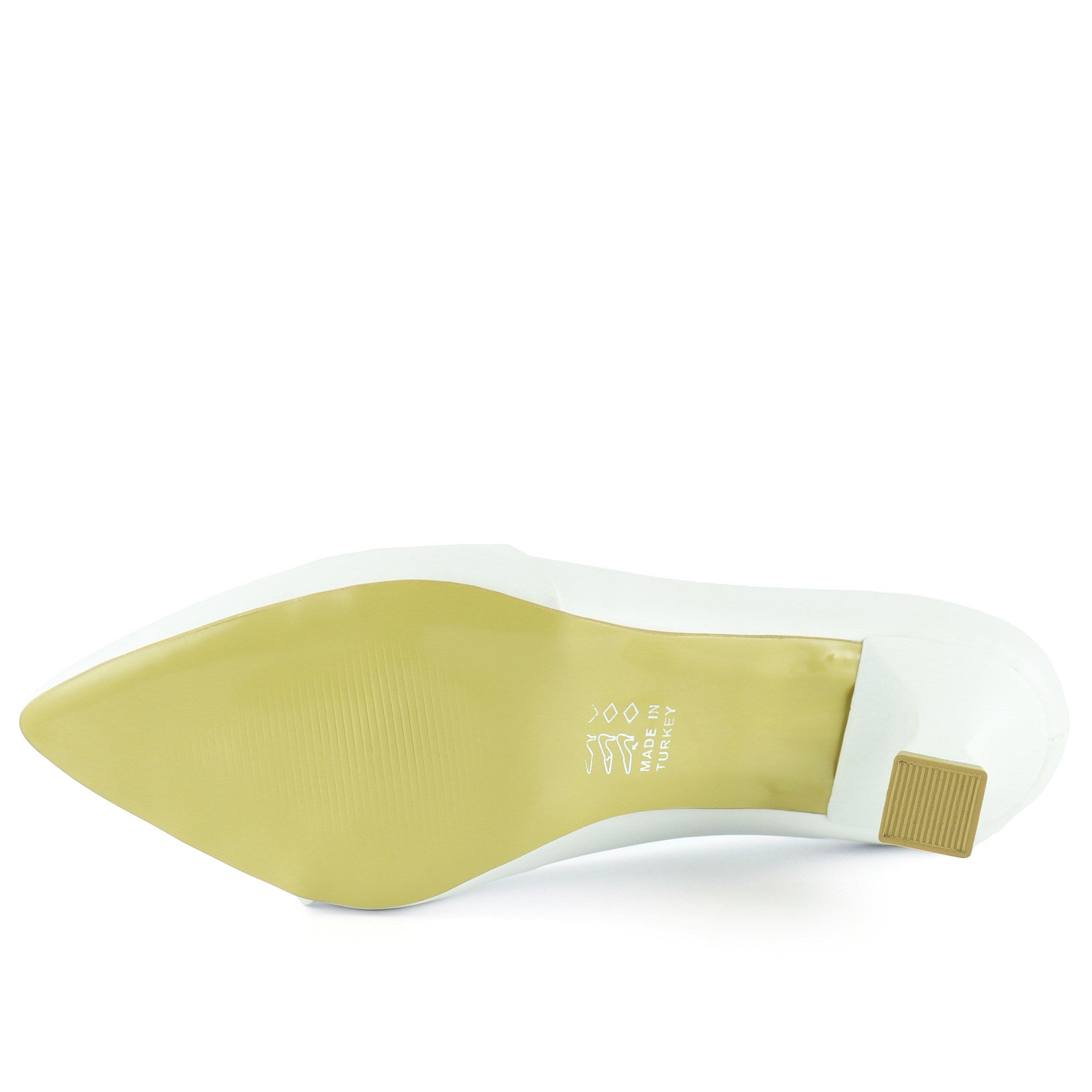 Laura Beyaz Vegan Sivri Burun İnce Topuklu Klasik Gelin Ayakkabısı