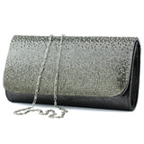 (ES0019AC) Antrasit Degrade Kristal Taşlı Zincir Askılı Manyetik Kapaklı Abiye El Çantası