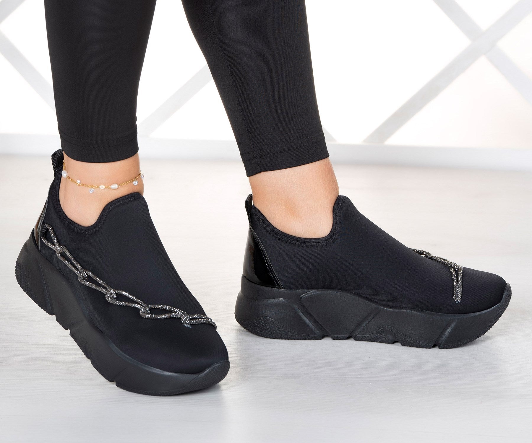 Maggie Gümüş Streç Zincirli Sneaker