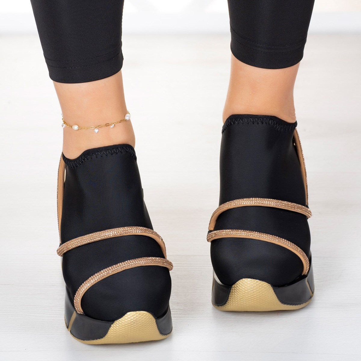 Barbara Altın Streç Gizli Dolgu Günlük Ayakkabı