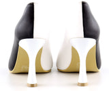 Jatqılı Plus Siyah Beyaz İnce Kadeh Topuklu Klasik Ayakkabı