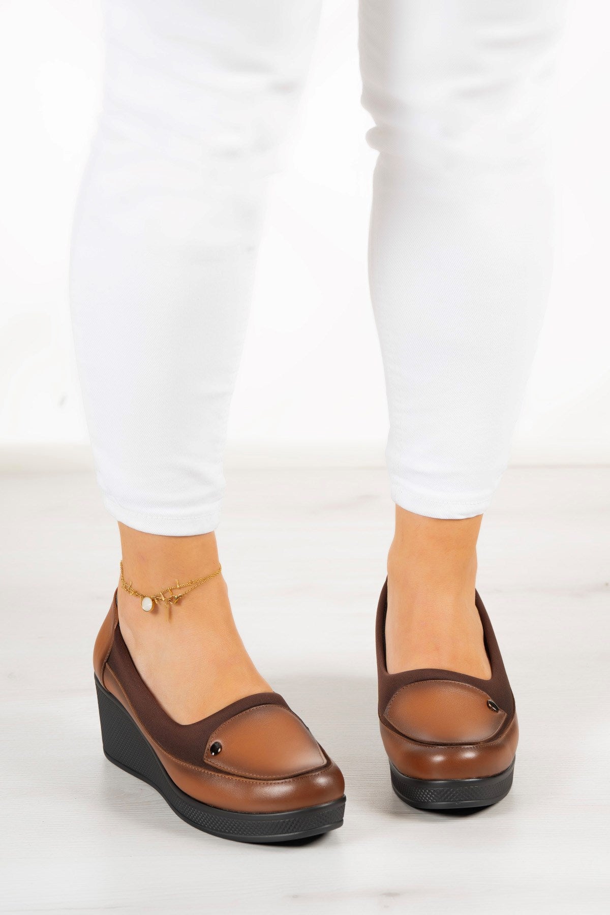 Priscilla Taba Hakiki Deri Dolgu Topuklu Streç Günlük Ayakkabı