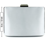 (ES0016AC) Gümüş Saten Kristal Taşlı Metal Saplı Zincir Askılı Abiye Çanta