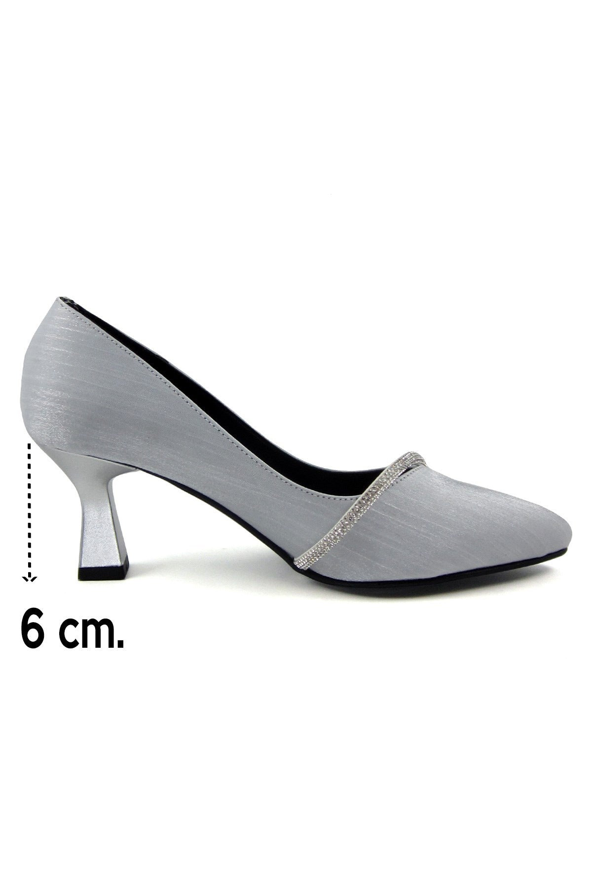 Shimeca Gümüş Saten Taşlı Abiye Ayakkabı