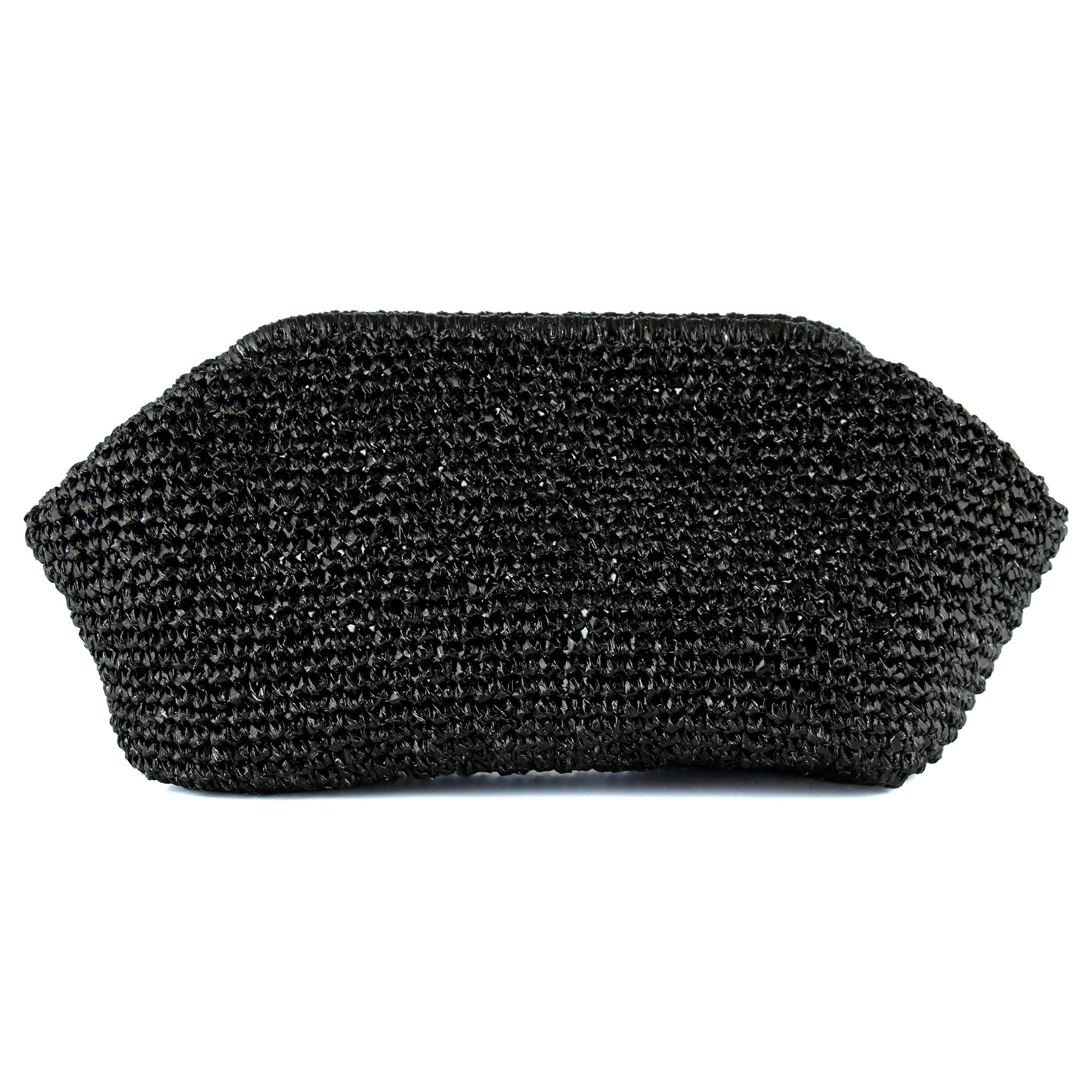 (ES0010EC) Sema Siyah Simli El Örgüsü Burslu Büyük Boy El Çantası