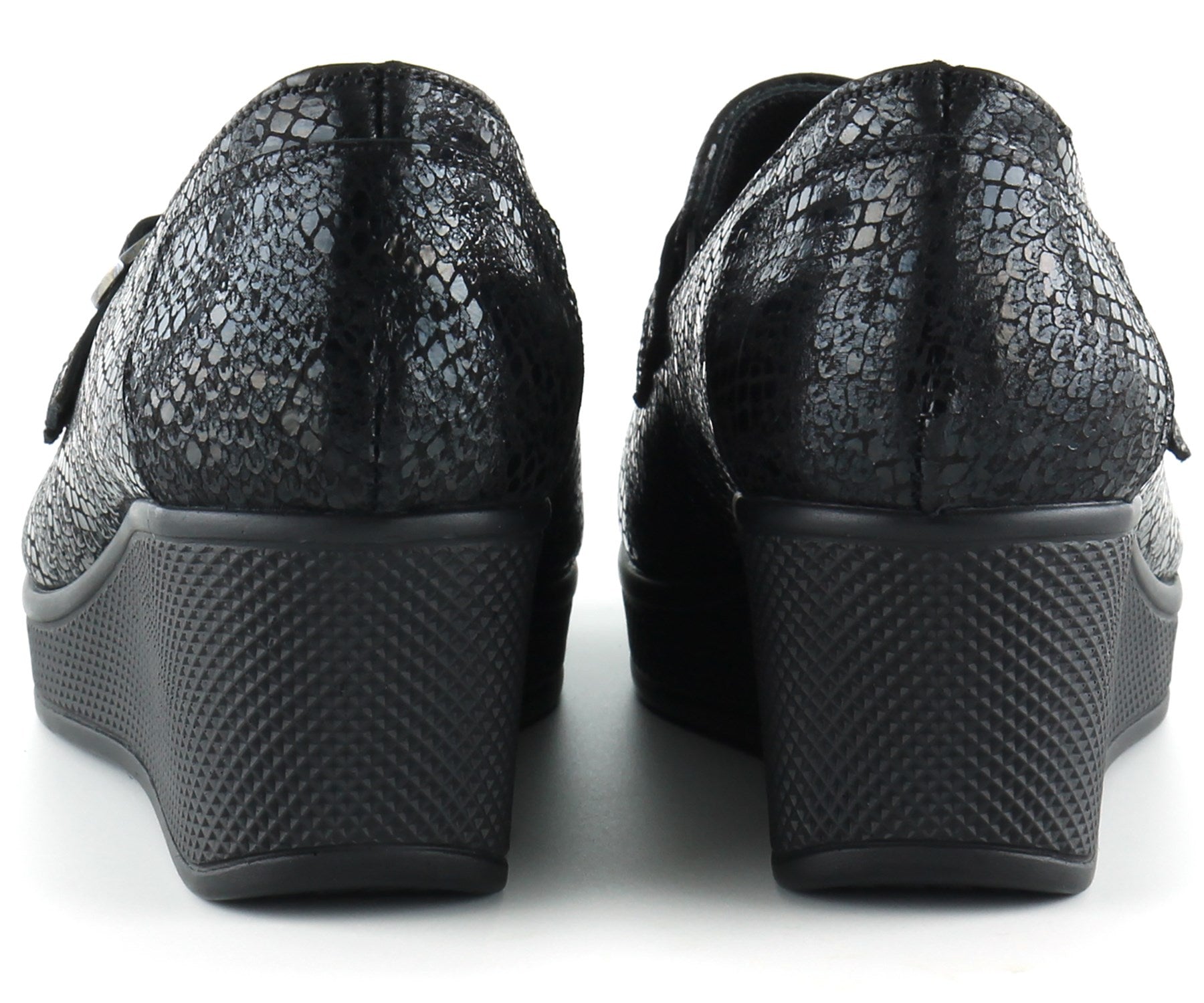 Taylor Siyah Yılan Hakiki Deri Dolgu Topuklu Günlük Ayakkabı