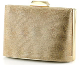 Altın Saten Kristal Taşlı Metal Saplı Zincir Askılı Abiye Çanta ( ES0011AC )