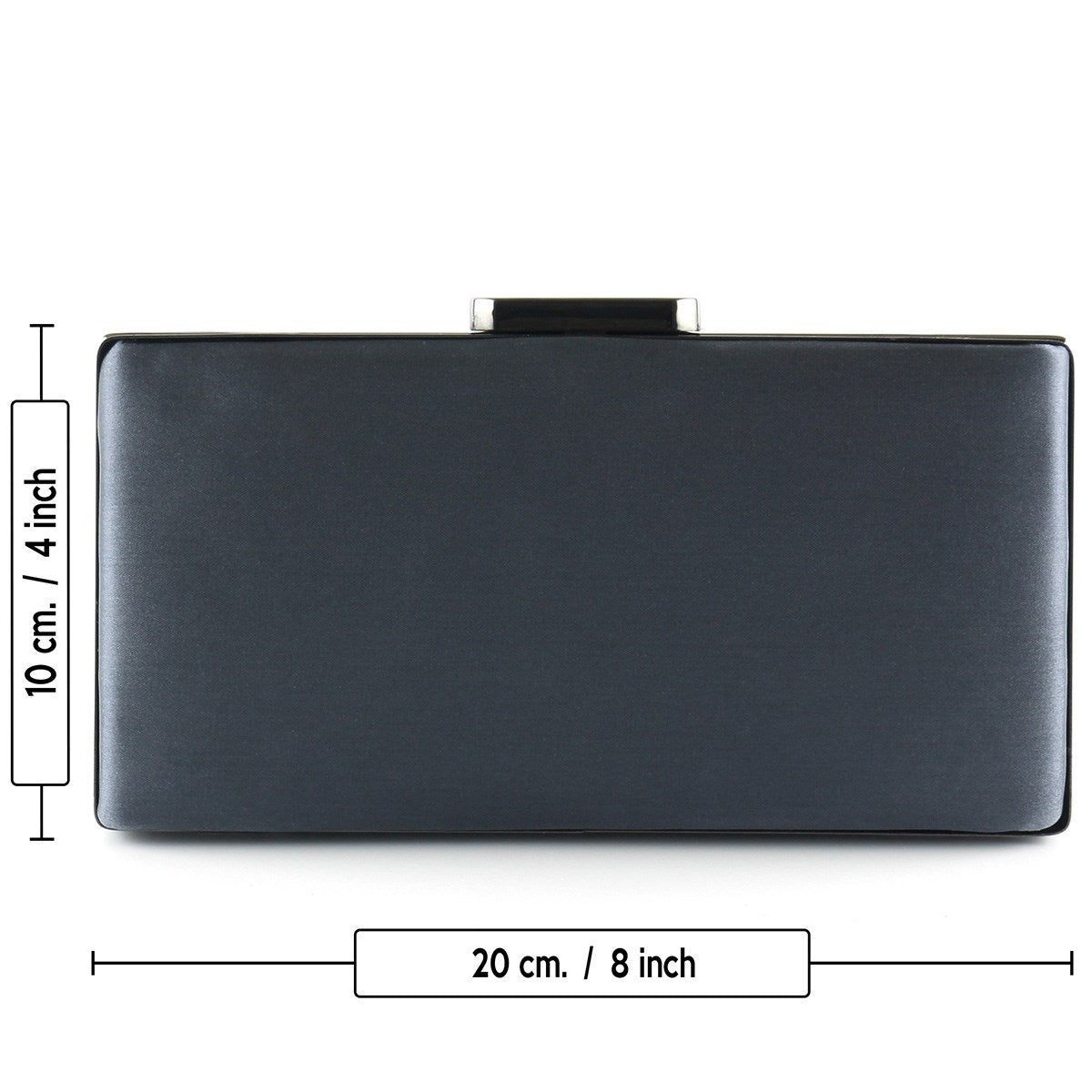 Antrasit Saten Kristal Granül Taşlı Metal Saplı Abiye El Çantası ( ES0013AC )