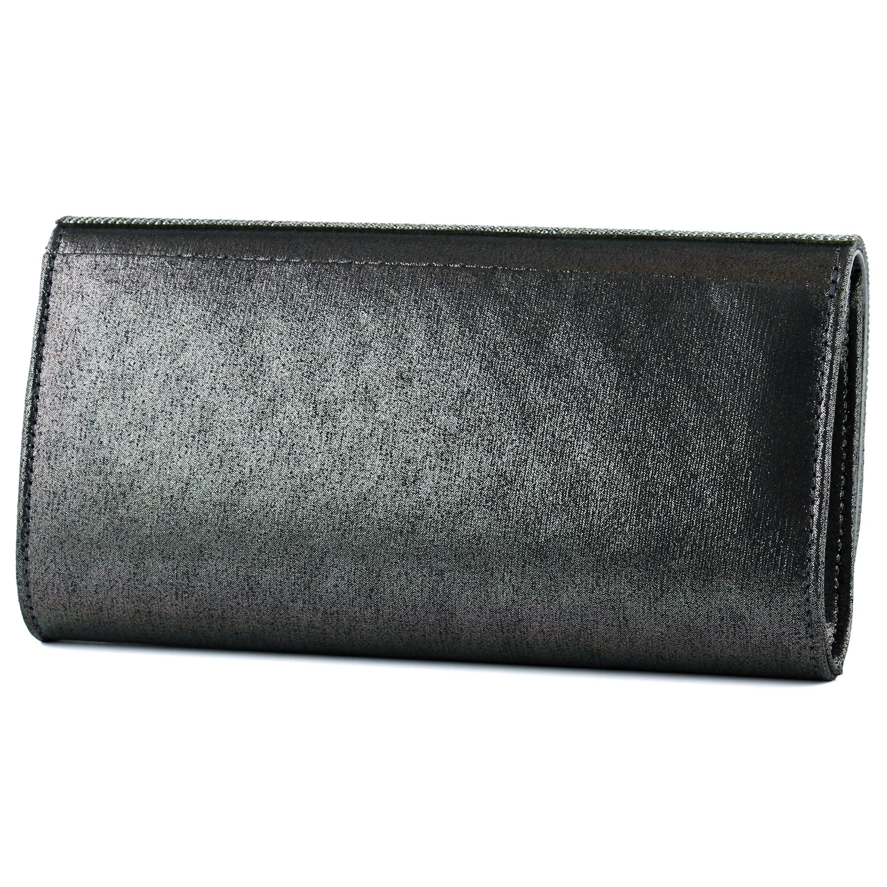 (ES0020AC) Antrasit Kristal Taşlı Zincir Askılı Manyetik Kapaklı Abiye El Çantası