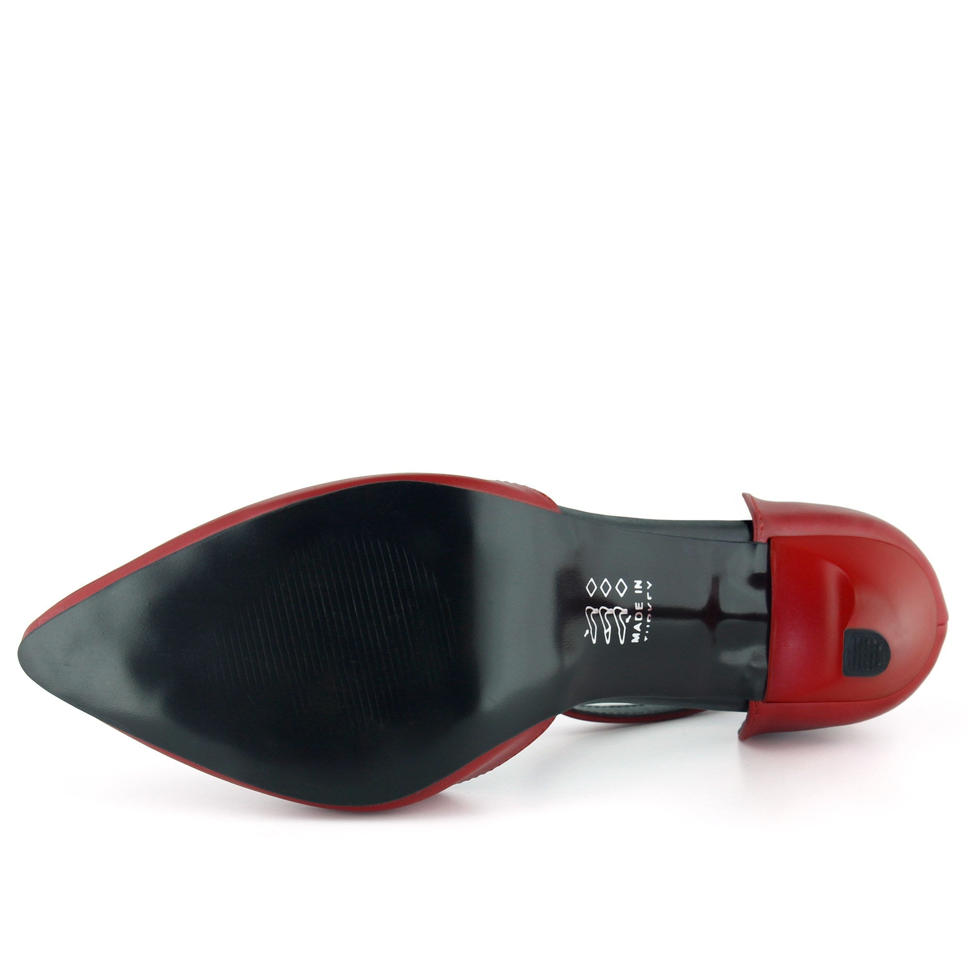 Sindy Kırmızı Vegan Bantlı İnce Topuklu Stiletto Ayakkabı