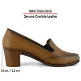 Camila Taba Hakiki Dana Derisi Desenli Lastikli Günlük Kalın Topuklu Ayakkabı