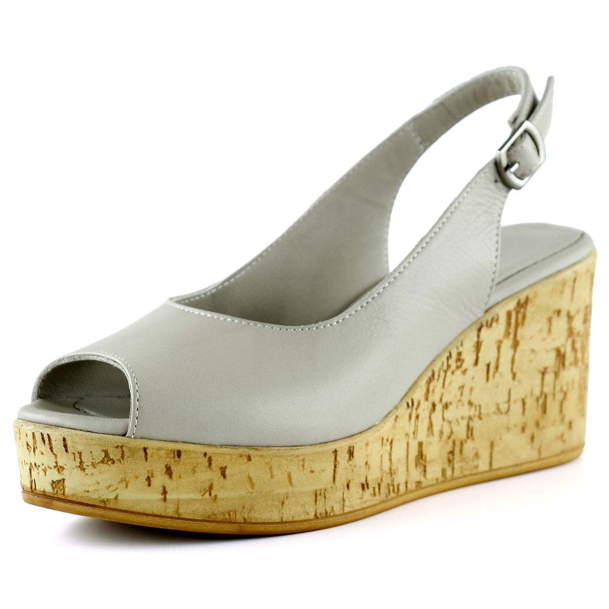 Heather Vizon Hakiki Dana Derisi Mantar Taban Görünümlü Dolgu Topuklu Slingback Sandalet